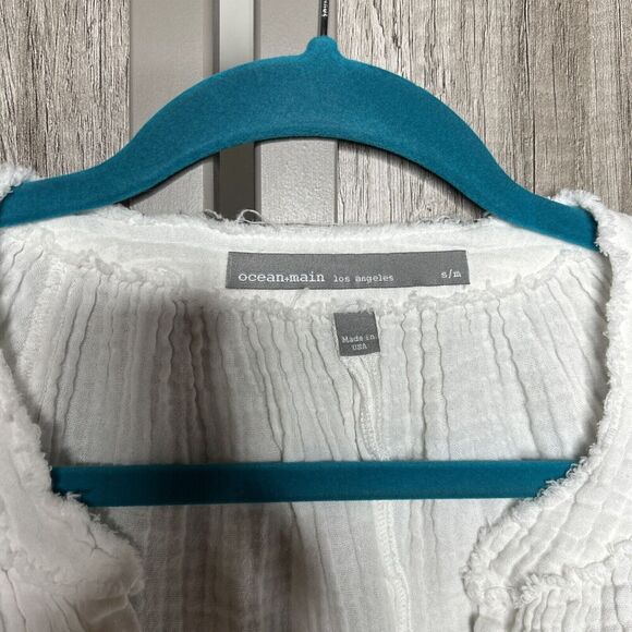 Ocean + Main Double Gauze Tunic Kaftan White Neutral Minimalist Size S/M - Picture 4 of 8